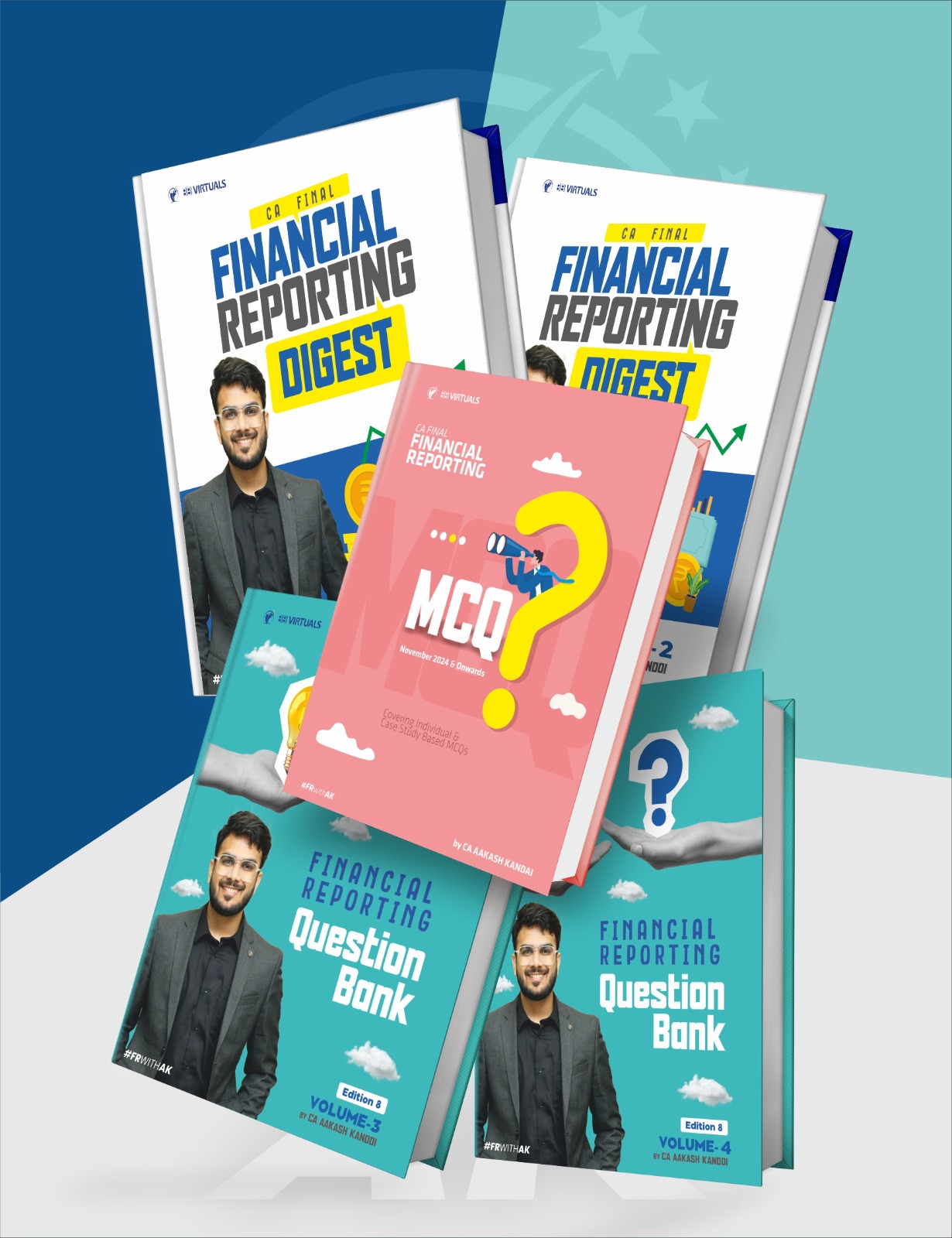 CA Final Financial Reporting Digest Concept Book & Question Bank with MCQs (Set of 5 Volumes) New Scheme By CA Aakash Kandoi Applicable for Sep 2025